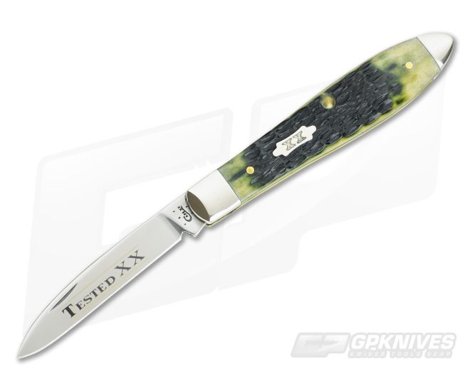 Case Tear Drop Jack Olive Green Jigged Bone - CA-10260