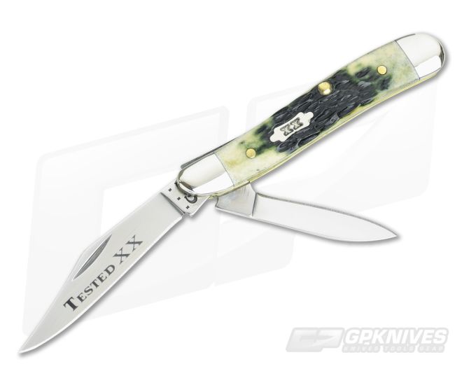 Case Peanut Olive Green Jigged Bone - CA-10262