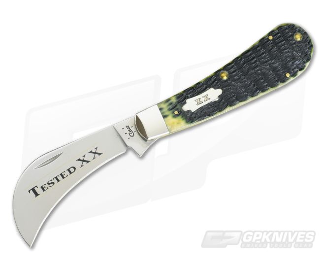 Case Hawkbill Pruner Olive Green Jigged Bone - CA-10267