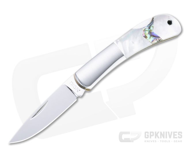 Moki Meek Arrow Polished AUS-8 Bolstered Mother of Pearl Lock Back Folder 102EG - MK-102EG