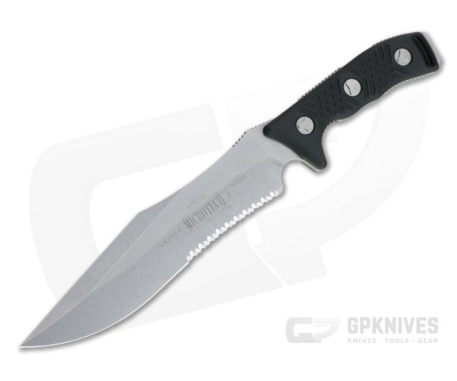 Microtech Arbiter Stonewashed Part Serrated CTS-204P Black G10 Fixed Blade 104-11 - MT-104-11