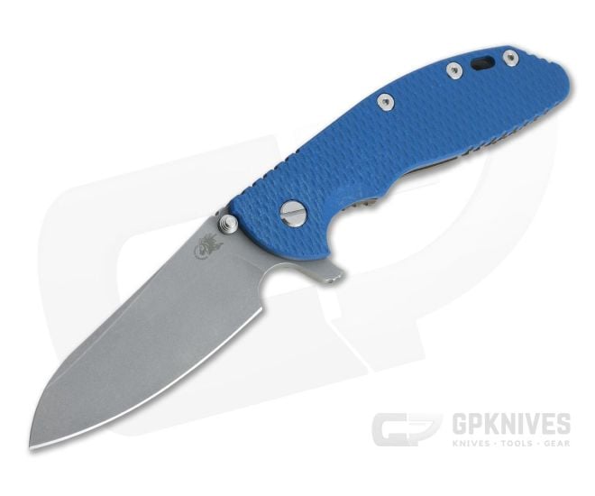 Hinderer XM-24 Sheepsfoot Working Finish 20CV Blue G10 Battle Bronze Tri-Way Pivot Flipper - HK-1040