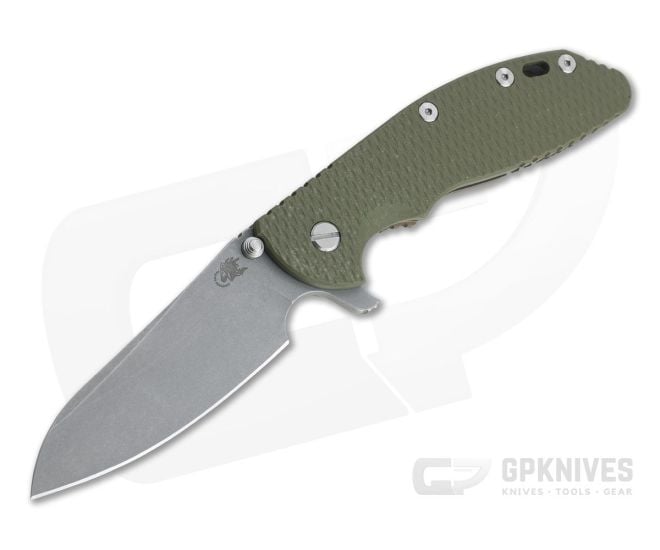 Hinderer XM-24 Sheepsfoot Working Finish 20CV OD Green G10 Battle Bronze Tri-Way Pivot Flipper - HK-1041