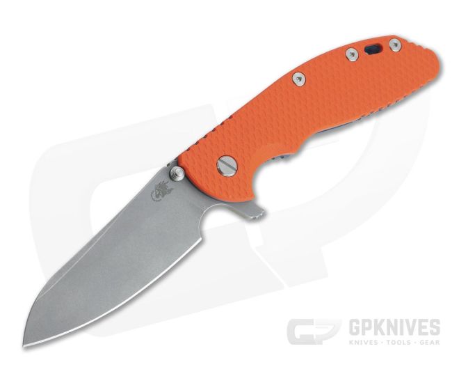 Hinderer XM-24 Sheepsfoot Working Finish 20CV Orange G10 Battle Blue Tri-Way Pivot Flipper - HK-1043