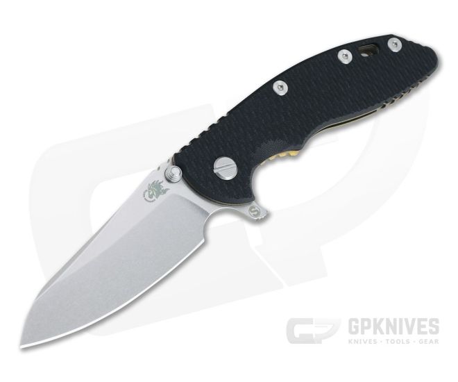 Hinderer XM-18 3.5" Skinny Sheepsfoot Stonewash 20CV Black G10 Stonewash Bronze Ti Tri-Way Pivot Flipper - HK-1051
