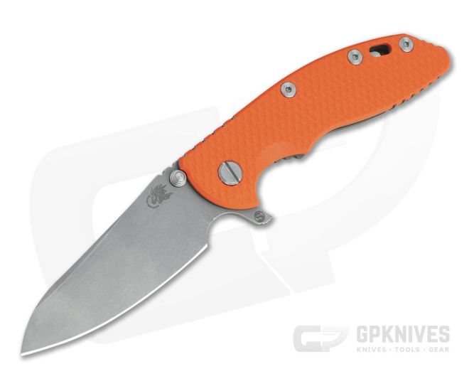 Hinderer XM-18 3.5" Skinny Sheepsfoot Working Finish 20CV Orange G10 Battle Bronze Ti Tri-Way Pivot Flipper - HK-1058
