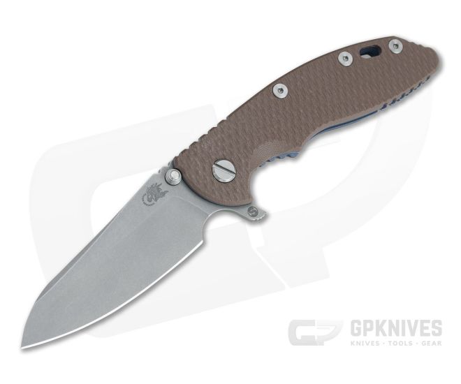 Hinderer XM-18 3.5" Skinny Sheepsfoot Working Finish 20CV FDE G10 Battle Blue Ti Tri-Way Pivot Flipper - HK-1061