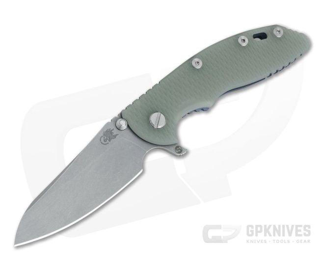 Hinderer XM-18 3.5" Skinny Sheepsfoot Working Finish 20CV Translucent G10 Battle Blue Ti Tri-Way Pivot Flipper - HK-1062