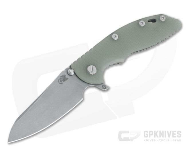 Hinderer XM-18 3.5" Skinny Sheepsfoot Working Finish 20CV Translucent G10 Working Finish Ti Tri-Way Pivot Flipper - HK-1064