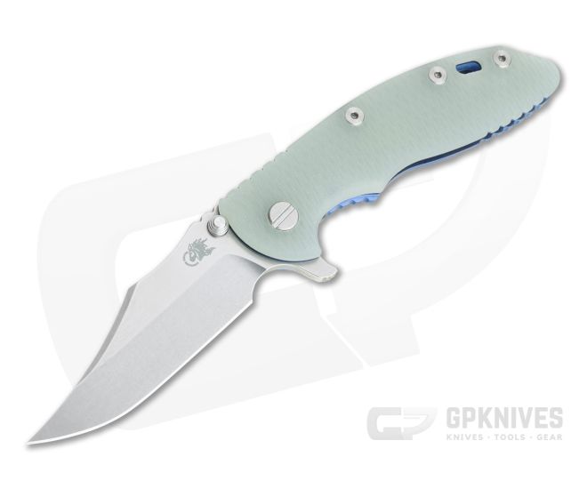 Hinderer XM-18 3.5" Bowie Stonewashed 20CV Jade G10 Blue Tri-Way Flipper 1069 - HK-1069