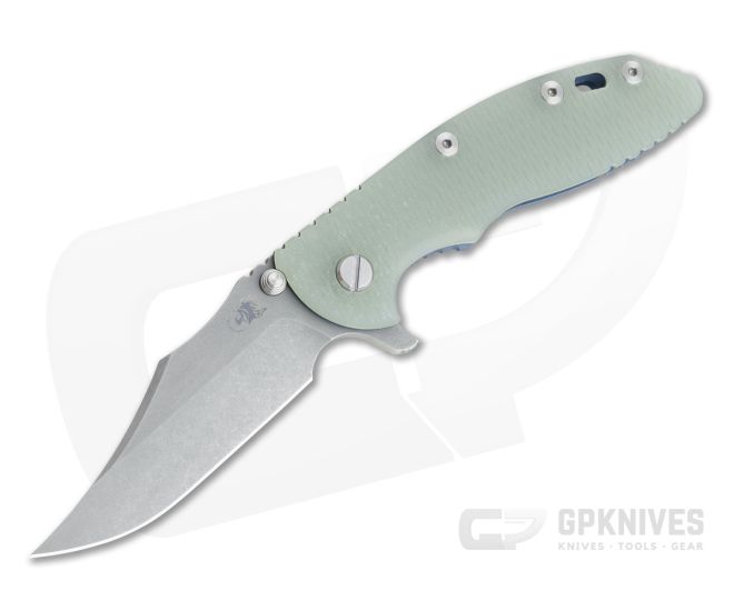 Hinderer XM-18 3.5" Bowie Working Finish 20CV Jade G10 Battle Blue Tri-Way Flipper 1071 - HK-1071