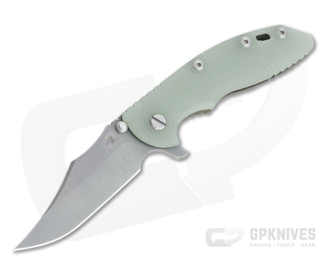 Hinderer XM-18 3.5" Bowie Working Finish 20CV Jade G10 Battle Bronze Tri-Way Flipper 1072 - HK-1072
