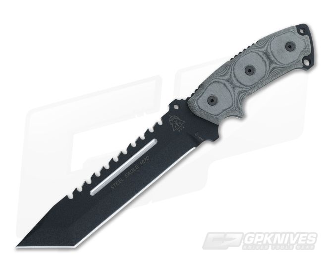 TOPS Steel Eagle 107D Tanto Black Linen Micarta - TP-107D