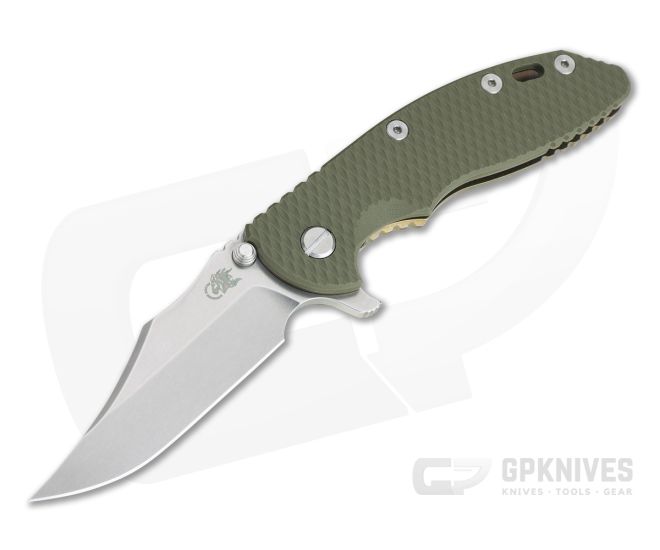 Hinderer XM-18 3.5" Bowie Stonewashed 20CV OD Green G10 Bronze Tri-Way Flipper 1085 - HK-1085