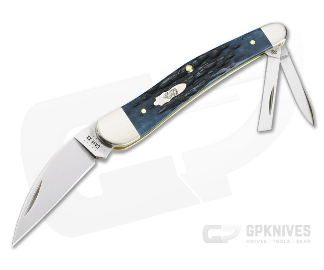 Case Seahorse Whittler Blue Denim Peach Seed Jig Bone Slip Joint 10882 - CA-10882