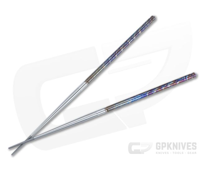 Foltsum 2-Piece Chopsticks Polished Flame Anodized and Satin Titanium 010 - FLM-010