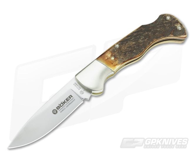 Boker Folding Hunter Stag Lock Blade 110135HH - BO-110135HH