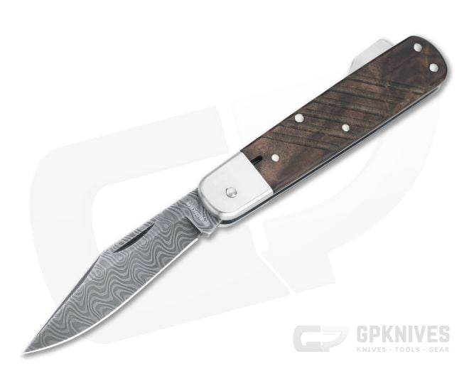 Boker Solingen 98k Nichols Damascus Walnut Lock Back Folder 110715DAM - BO-110715DAM