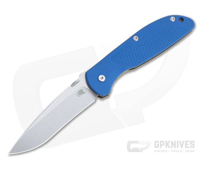 Hinderer Firetac Recurve Stonewashed 20CV Blue G10 Tri-Way Bronze Titanium Frame Lock Folder 1107 - HK-1107