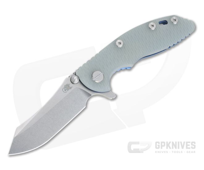 Hinderer XM-18 3" Skinner Stonewashed 20CV Translucent G10 Blue Titanium Tri-Way Pivot Flipper 1109 - HK-1109
