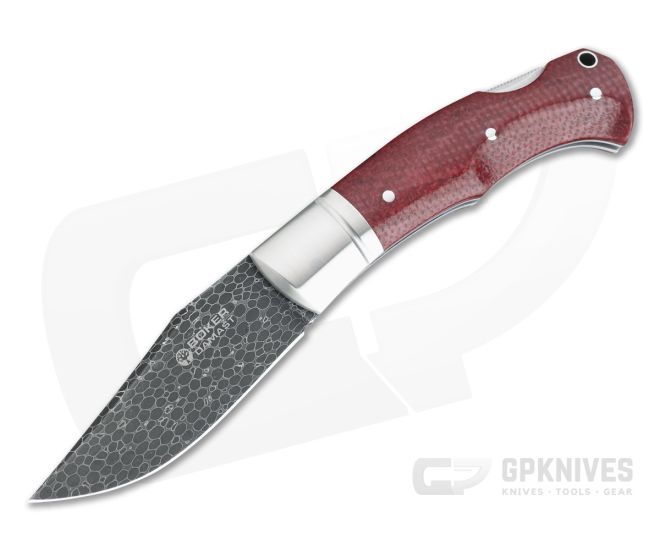 Boker Solingen Durand Boxer Dragonskin Damascus Red Jute Micarta Back Lock 111025DAM - BO-111025DAM