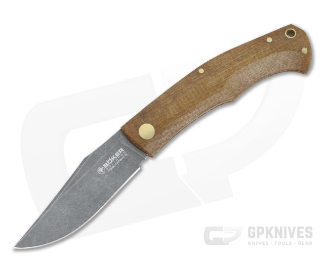 Boker Solingen Durand Boxer EDC Brown Burlap Micarta M390 Slip Joint Folder 111029 - BO-111029