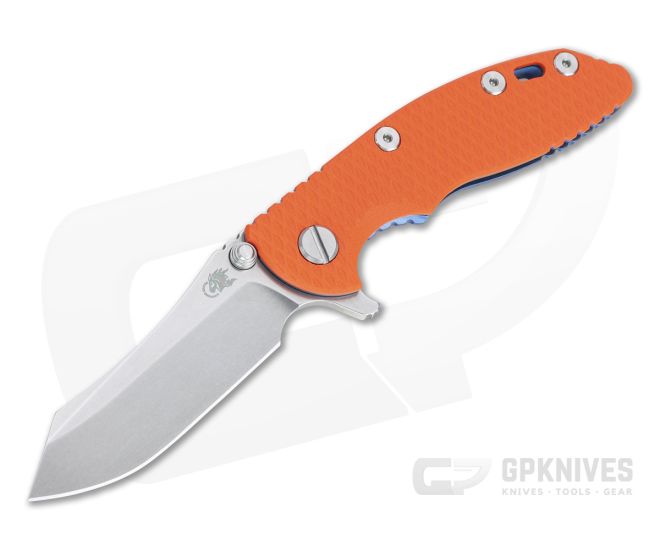 Hinderer XM-18 3" Skinner Stonewashed 20CV Orange G10 Blue Titanium Tri-Way Pivot Flipper 1110 - HK-1110