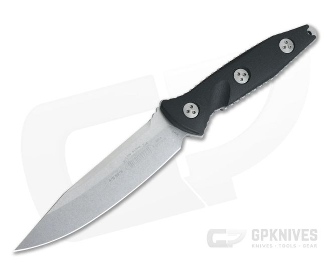 Microtech Socom Alpha Black G10 CTS 204P Stonewash Standard 113-10 - MT-113-10-204P