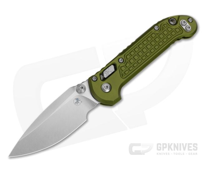 Microtech LUDT RAM-LOK S/E Single Edge Frag OD Green Aluminum M390MK Stonewash Folding Knife (3.43" Blade) MT-1135RL-10FROD - MT-1135RL-10FROD