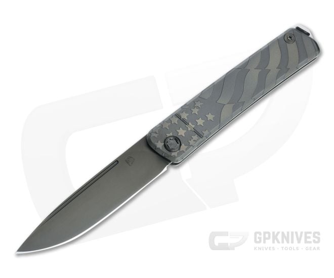 Medford Gentleman Jack Blackout PVD S35VN American Flag Graphic Titanium Slip Joint MKT113 - MKT-MKT113
