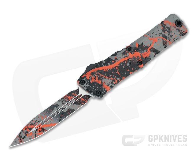 Microtech Combat Troodon D/E Gen III Gray/Black/Orange Splatter - MT-1142-1BGBKORSPLS