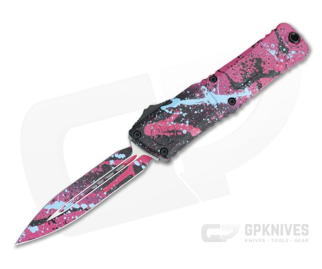 Microtech Combat Troodon D/E Gen III Black/Pink/Lt Blue Splatter - MT-1142-1BKPKLBSPLS
