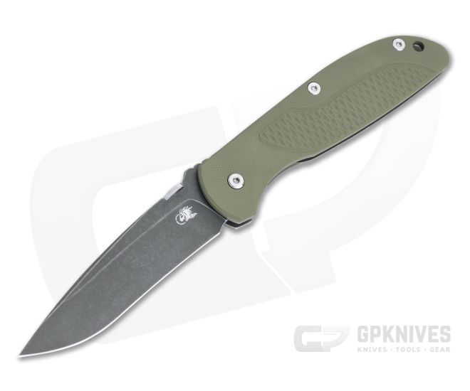 Hinderer Firetac Recurve Battle Black 20CV OD Green G10 Tri-Way Titanium Frame Lock Folder 1144 - HK-1144