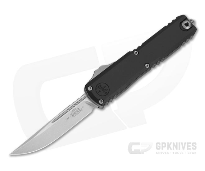 Microtech UTX-70 Gen IV S/E Single Edge Black Aluminum M390MK Stonewash OTF Automatic Knife (2.50" Blade) 11484-10 - MT-11484-10