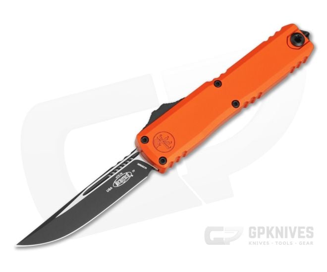 Microtech UTX-70 Gen IV S/E Single Edge Orange Aluminum M390MK Two-Tone Black OTF Automatic Knife (2.50" Blade) 11484-1OR - MT-11484-1OR
