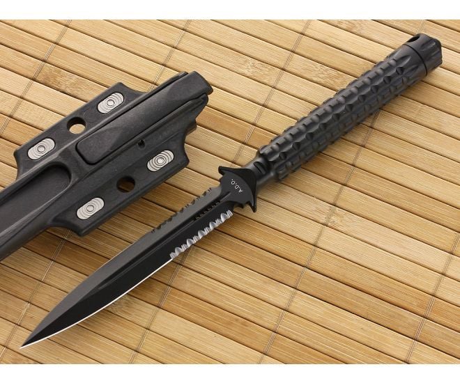 Microtech ADO Dagger Black Serrated - MT-115-2