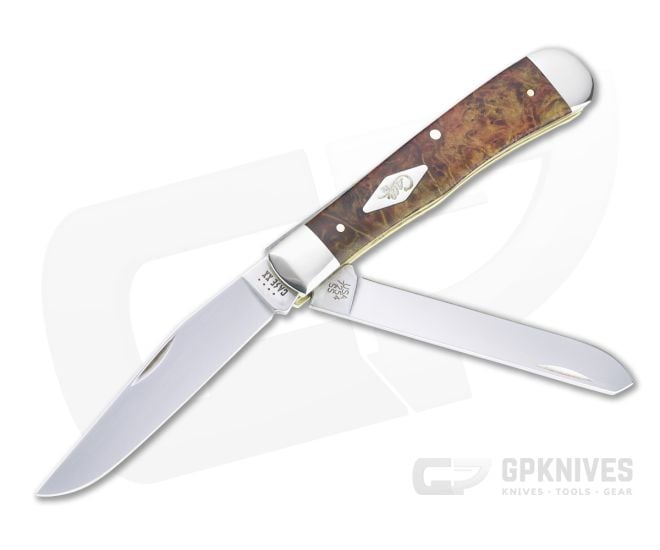 Case Trapper Smooth Autumn Maple Burl Wood Slip Joint Folder 11540 - CA-11540