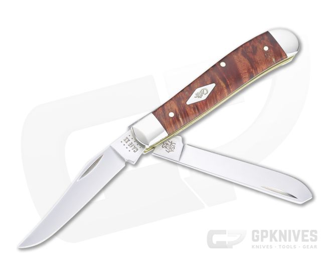 Case Mini Trapper Smooth Autumn Maple Burl Wood Slip Joint 11545 - CA-11545