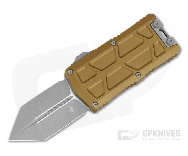 Microtech Exocet II Spartan Tan Aluminum M390MK Apocalyptic OTF Automatic Knife (2.20" Blade) 1155-10APTA - MT-1155-10APTA