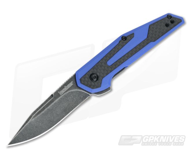 Kershaw Fraxion Blue G10 Carbon Fiber Blackwash Anso KVT Flipper 1160BLUBW - KS-1160BLUBW