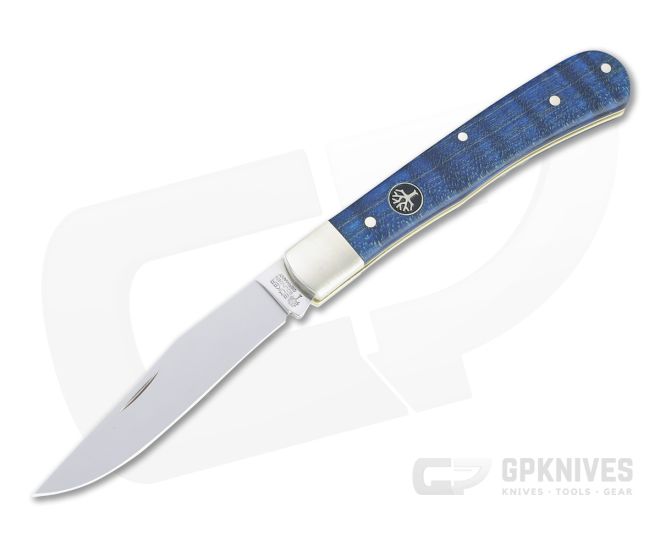 Boker Solingen Trapper Uno N690 Blue Curly Maple Slip Joint Folder 117004 - BO-117004