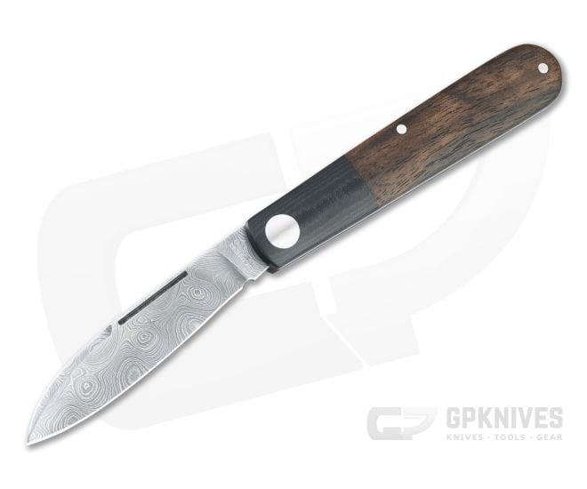 Boker Solingen Barlow Prime Tirpitz Damascus Black Micarta and Walnut Slip Joint Folder 117942DAM - BO-117942DAM