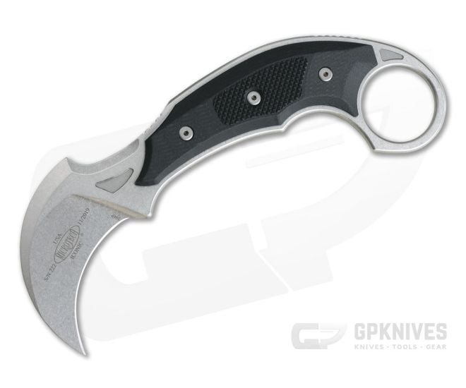 Microtech Iconic Fixed Karambit Left Hand Carry Stonewashed 204P 118-10L - MT-118-10L-204P