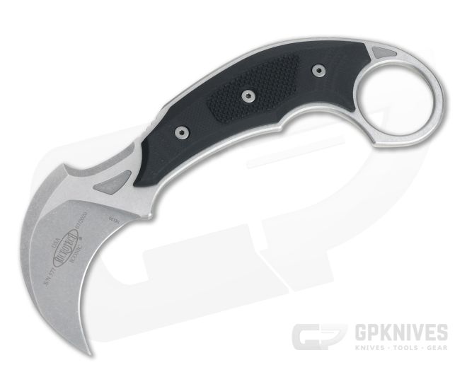 Microtech Iconic Right Hand Stonewashed M390 Black G10 Fixed Karambit 118-10R - MT-118-10R-M390