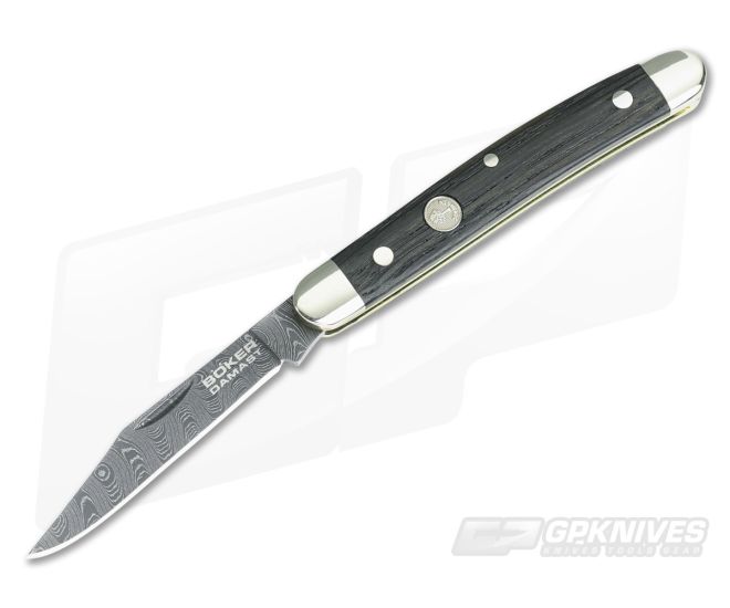 Boker Solingen Pen Knife Classic Damascus Bog Oak 118287DAM - BO-118287DAM