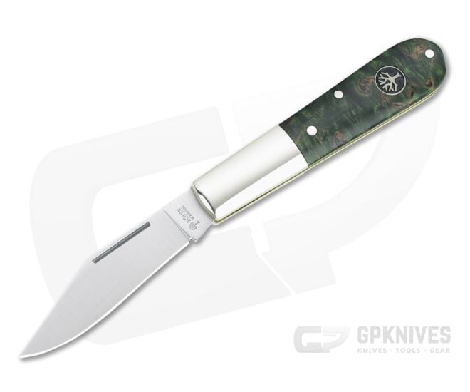 Boker Solingen Barlow Clip Point 440C Green Curly Birch Slip Joint 118941 - BO-118941