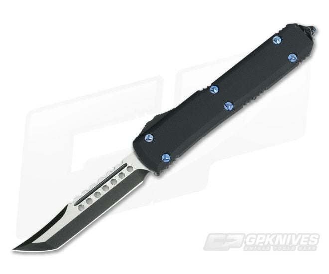 Microtech Ultratech G10 Hellhound Tanto Two-Tone DLC M390 Blue Hardware OTF Automatic - MT-119-1CCDLCGTBK