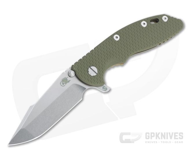 Hinderer XM-18 3.5" Skinny Harpoon Spanto Stonewashed 20CV OD Green G10 Bronze Tri-Way Flipper 1194 - HK-1194