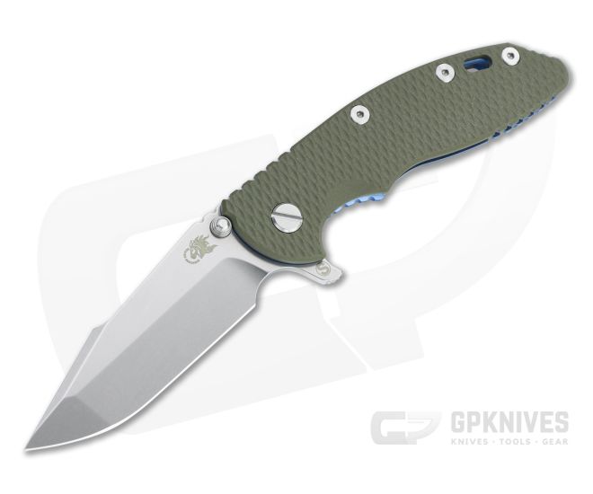 Hinderer XM-18 3.5" Skinny Harpoon Spanto Stonewashed 20CV OD Green G10 Blue Tri-Way Flipper 1197 - HK-1197