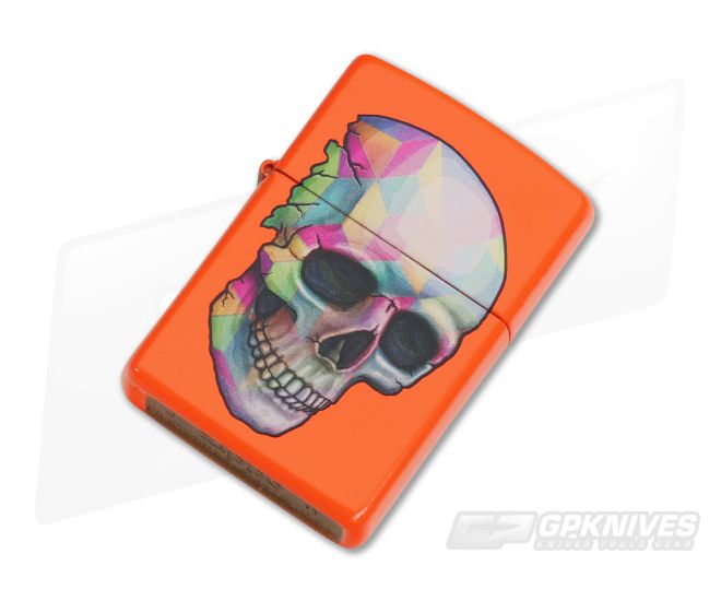 Zippo Windproof Lighter Neon Orange Geometric Skull - ZI-29402
